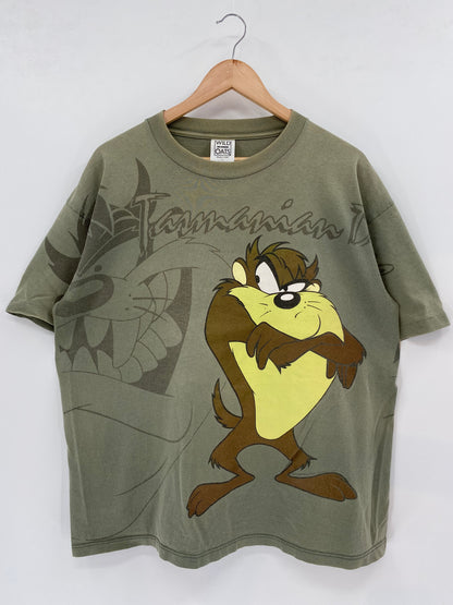 1995' LOONEY TUNES TAZ Made in USA Size L Vintage T-Shirt / K1901