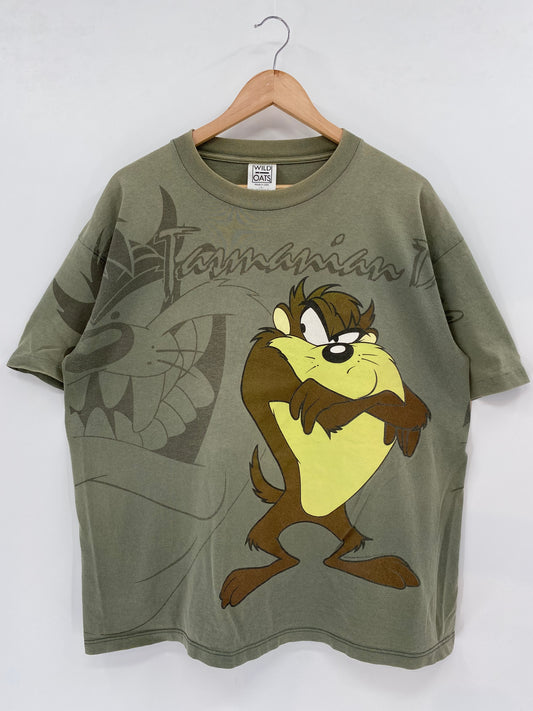 1995' LOONEY TUNES TAZ Made in USA Size L Vintage T-Shirt / K1901