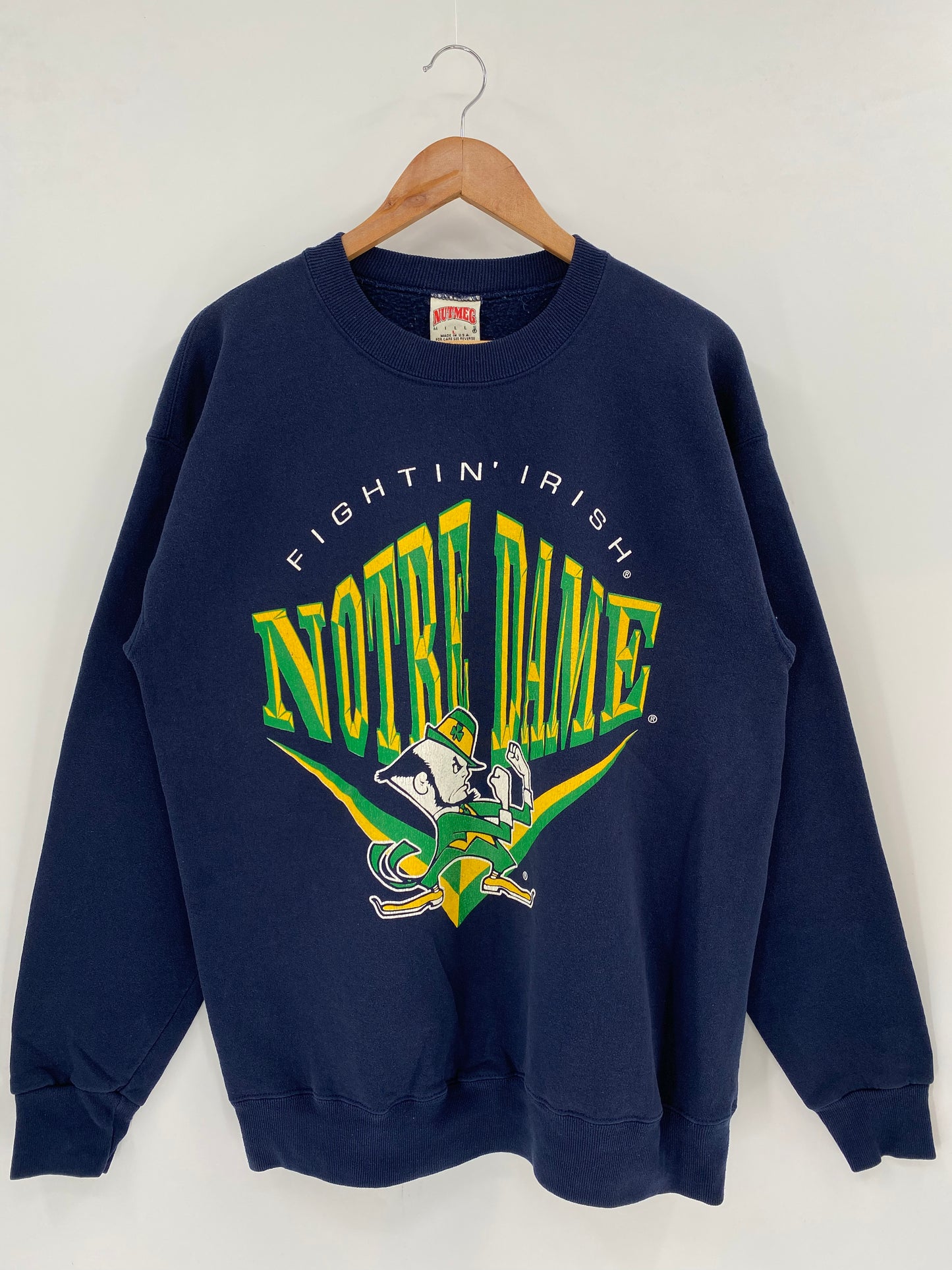 90’s NOTRE DAME Size L Made in USA College Sweat-Shirt / K3396