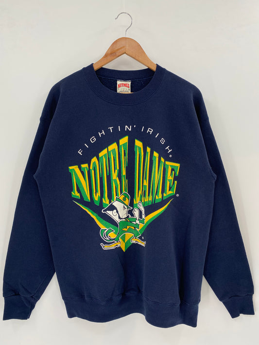 90’s NOTRE DAME Size L Made in USA College Sweat-Shirt / K3396