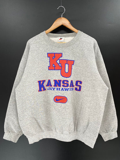 90’s NIKE KANSAS JAYHAWKS Made in USA Size L Vintage Sweat-Shirt / K688