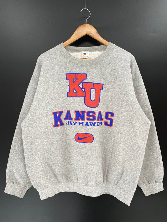 90’s NIKE KANSAS JAYHAWKS Made in USA Size L Vintage Sweat-Shirt / K688