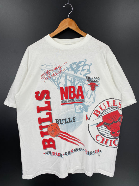 90’s CHICAGO BULLS All Over Print Size XL NBA T-Shirt / K1870