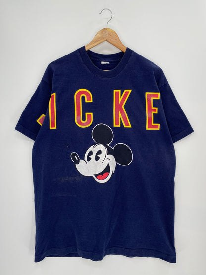 90’s DISNEY MICKEY Size No Tag (Approx.XXL) Vintage T-Shirt / K8985