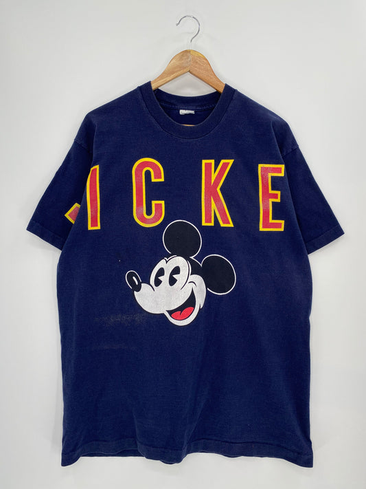 90’s DISNEY MICKEY Size No Tag (Approx.XXL) Vintage T-Shirt / K8985
