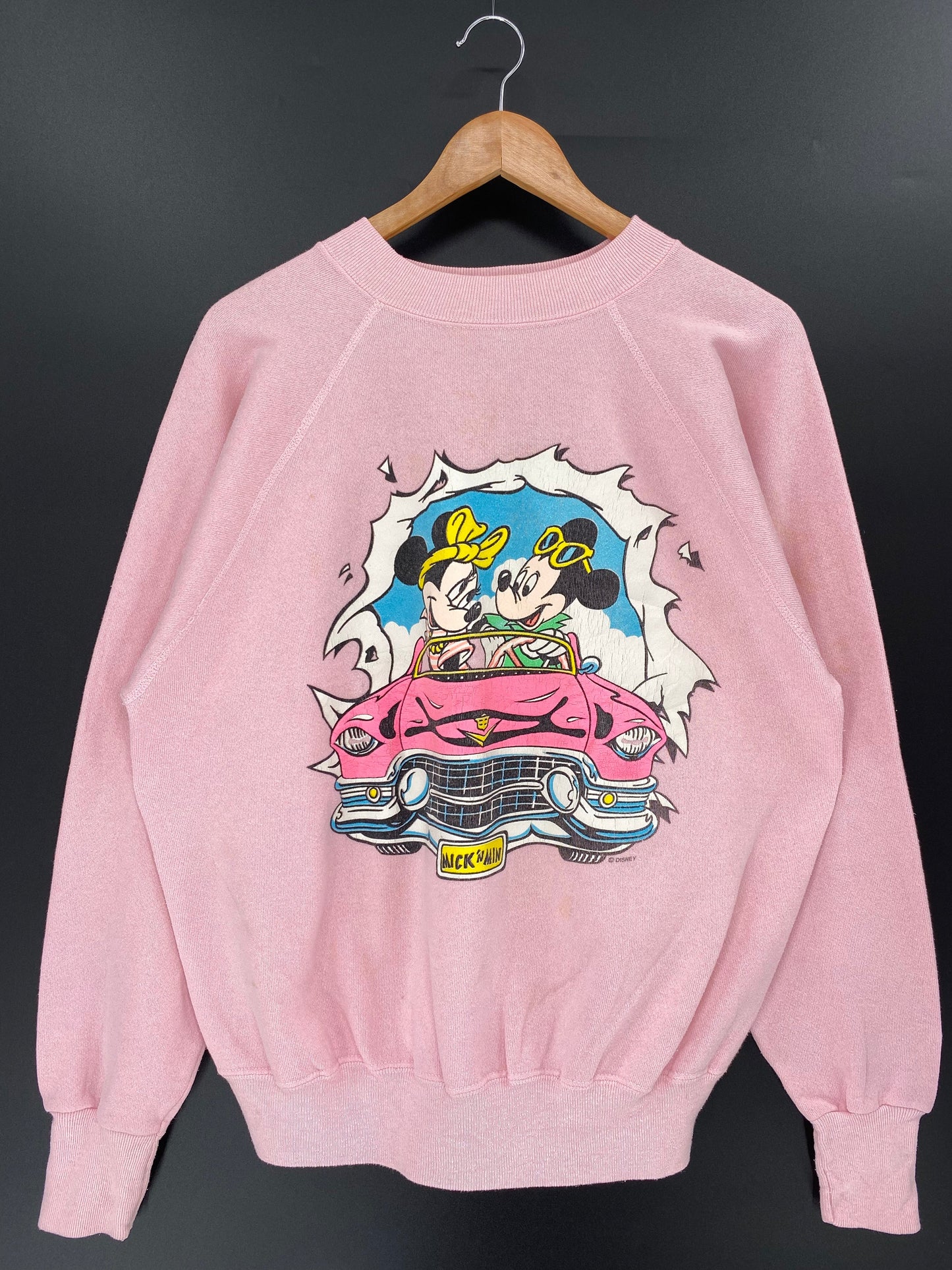 80’s DISNEY MICKEY MINNIE Made in USA Size L Vintage Sweat-Shirts / A1175