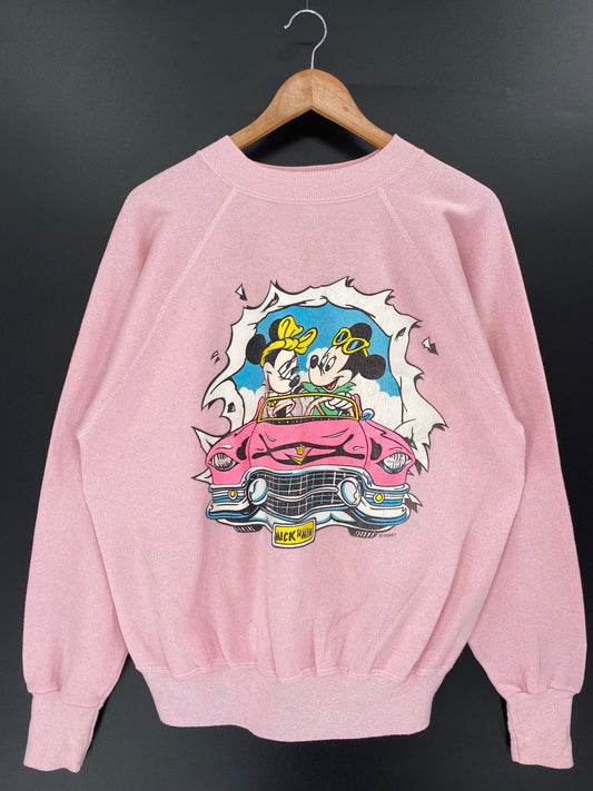 80’s DISNEY MICKEY MINNIE Made in USA Size L Vintage Sweat-Shirts / A1175