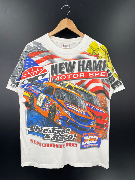 VINTAGE NASCAR NEW HAMPSHIRE Size L Racing T-shirt / K2957