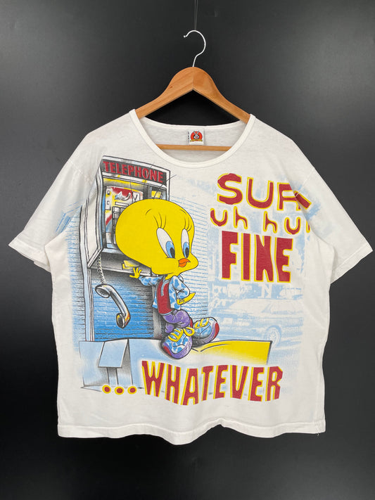 1998 LOONEY TUNES TWEETY Made in USA Size Approx.L Vintage T-Shirt / K2054