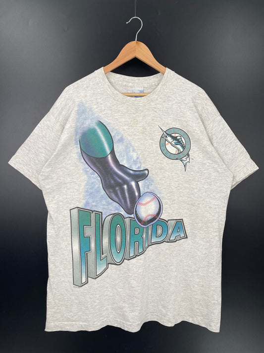 1995 FLORIDA MARLINS Made in USA Size XL Vintage NFL T-shirt / K3306