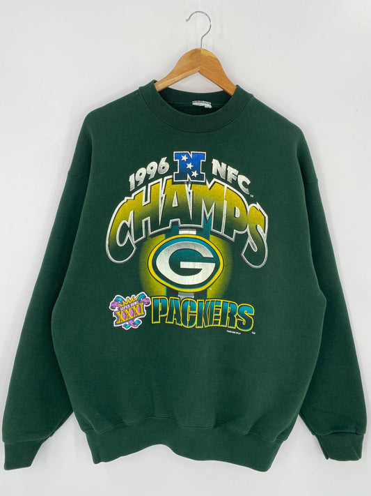 1996 PACKERS CHAMPION Size No Tag (Approx. XL) Vintage NFL Sweat-shirt / K8238