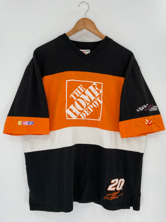 Vintage NASCAR THE HOME DEPOT JOE GIBBS RACING Size L 3/4 Sleeve Racing T-shirt / k577