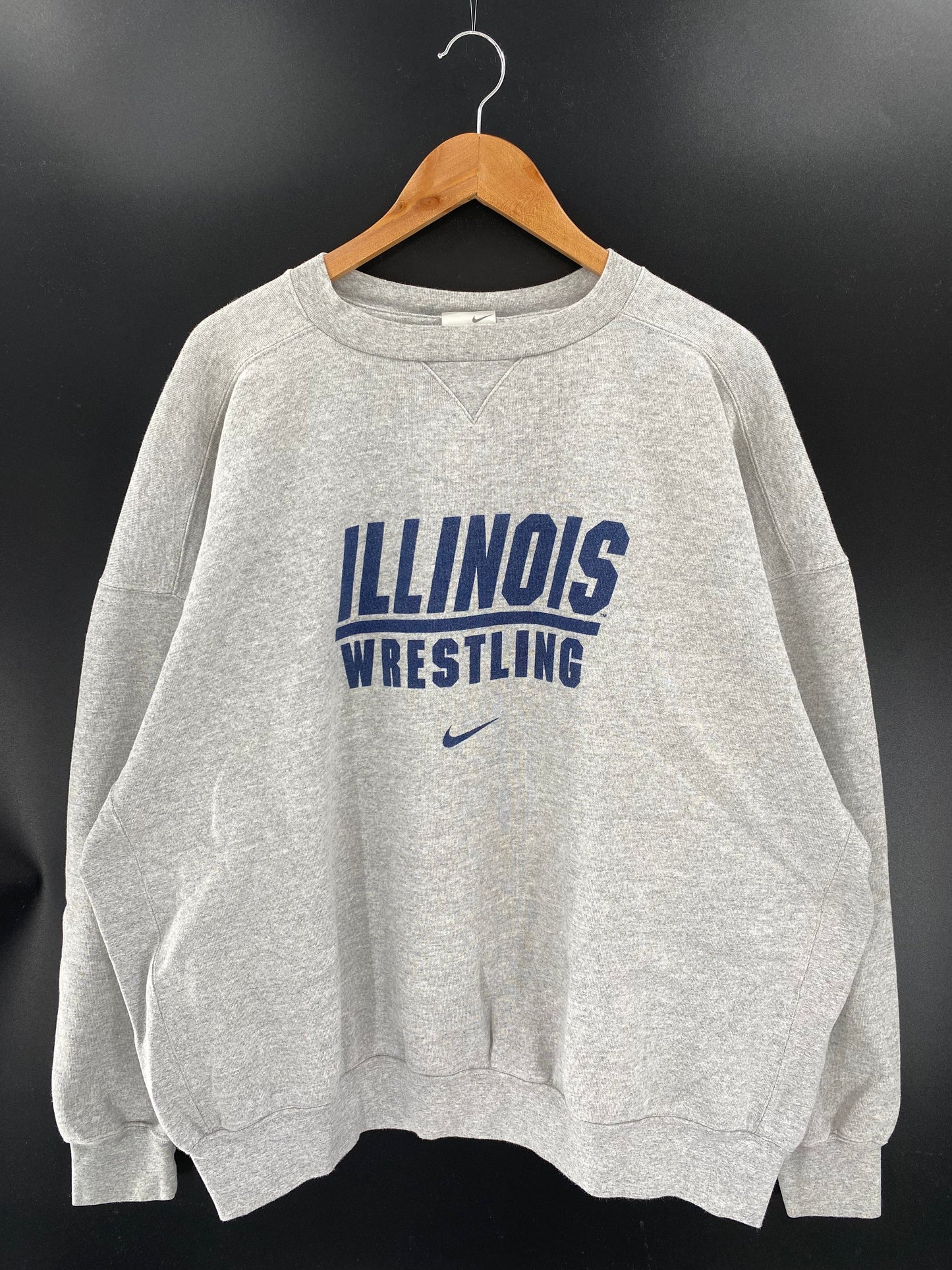 90's NIKE ILLINOIS WRESTLING Made in USA Size XXL Vintage College Sweat-Shirt / A6514