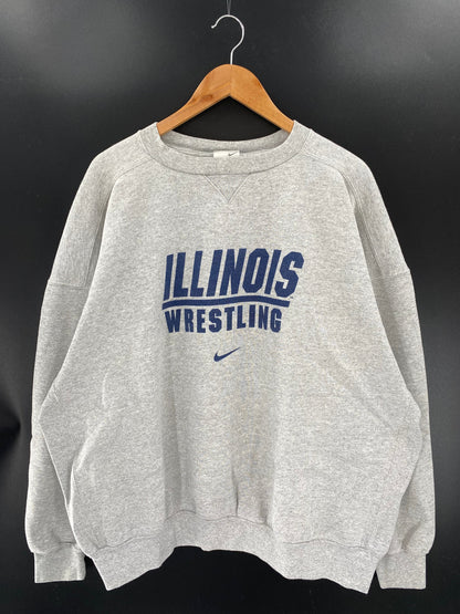 90's NIKE ILLINOIS WRESTLING Made in USA Size XXL Vintage College Sweat-Shirt / A6514