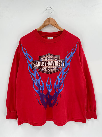 90’s HARLEY DAVIDSON Made in USA Size XL Vintage Long Sleeve T- Shirts / K2394