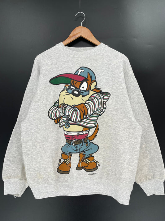 1998 LOONEY TUNES TAZ MADE IN USA Size XL Vintage Sweat-shirt / K361