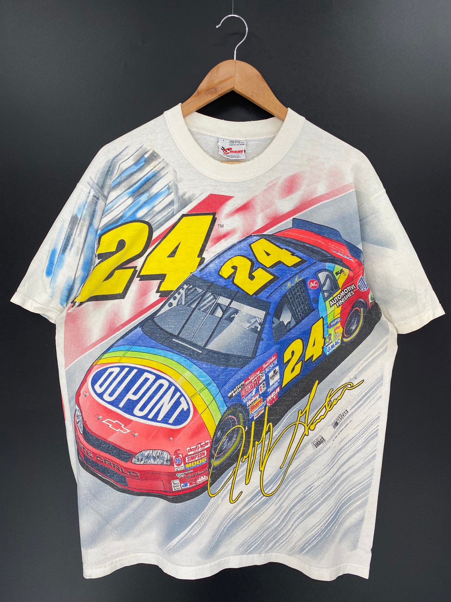 1997 DU PONT NASCAR  Made in USA Size L Vintage Racing T-shirt / 9455
