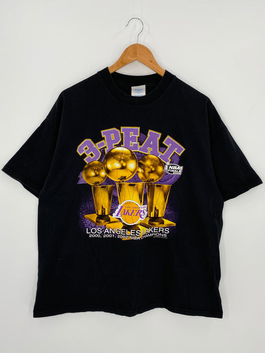 2000-2002 3 PEAT LOS ANGELES LAKERS Size XL Vintage NBA T-Shirt / K977