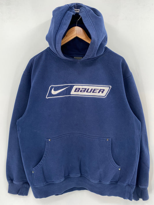 90’s NIKE BAUER Size L Hoodie Sweat-Shirt / K3653