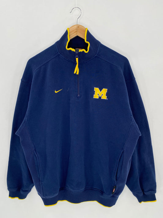 90’s NIKE MICHIGAN Size M Vintage Half Zip Sweat-shirt / k7199