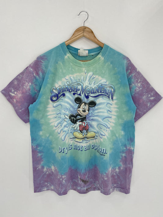 Vintage Splash Mountain Disney Mickey Made in USA Size L Damage T-Shirt / K4798