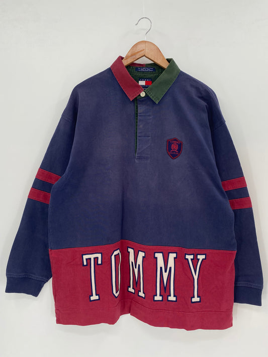 90's TOMMY HILFIGER Size XL Vintage Rugby Shirt / A3498