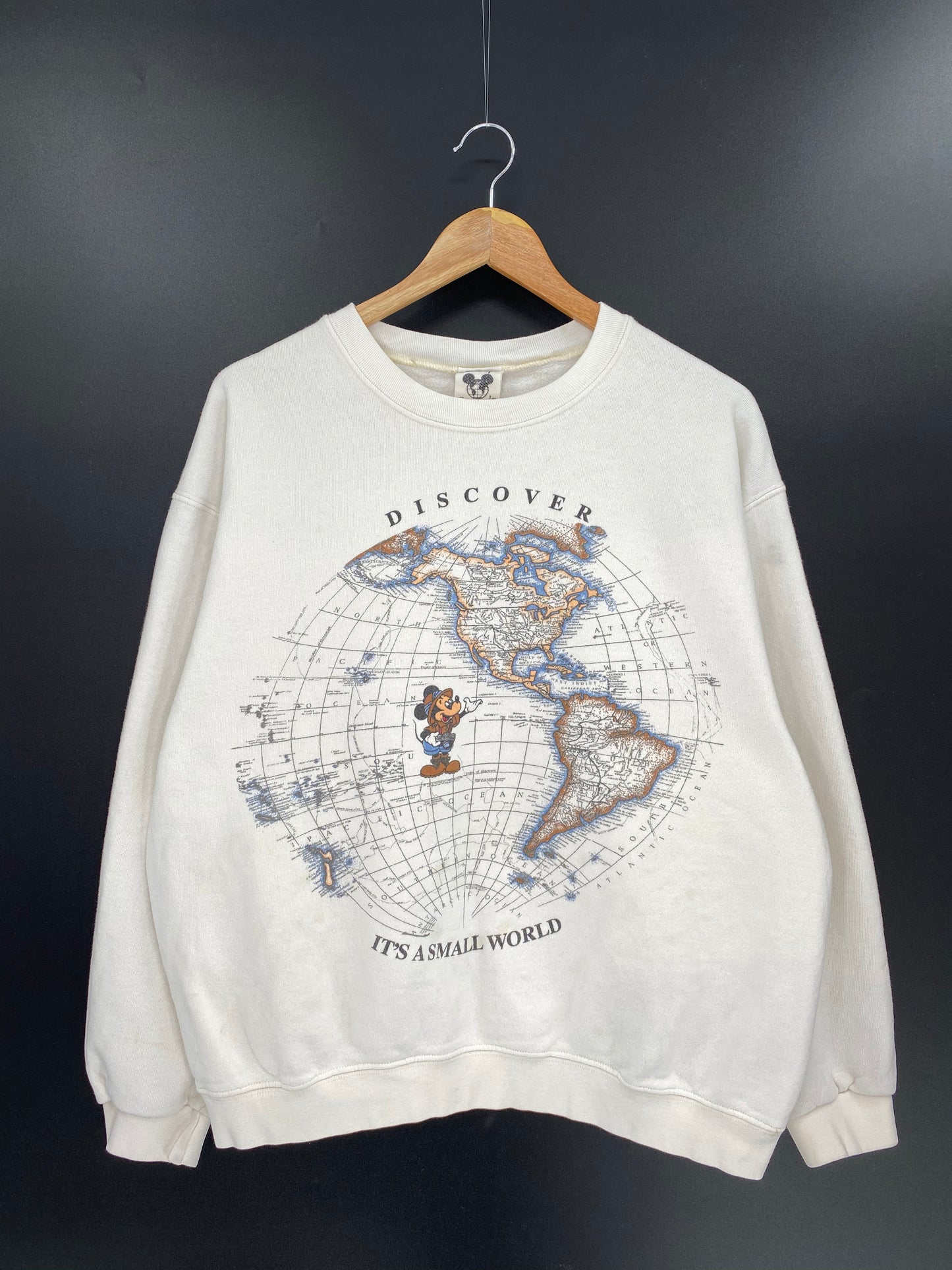 90's DISNEY DISCOVER IT’S A SMALL WORLD Made in USA Size S/M Vintage Sweat-shirt / 8409