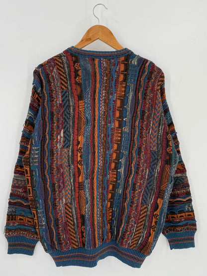 Vintage 3D Coogi-Style Size L Knit Sweater / 9777