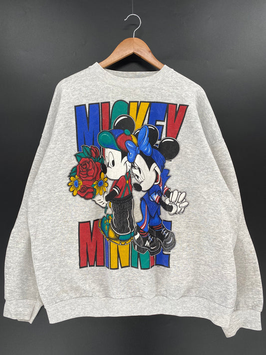 90's DISNEY MICKEY MINNIE Made in USA Size Approx.XXL Vintage Sweat-Shirt / E1576S