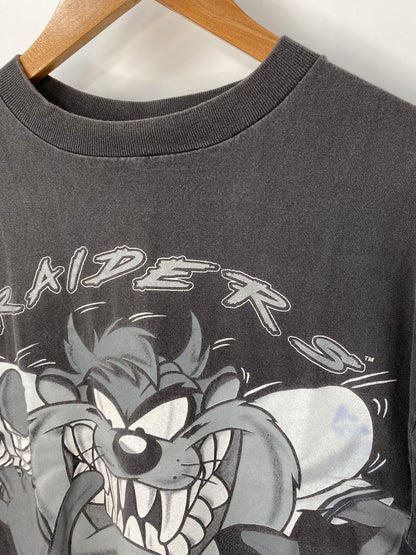 1994' LOONEY TUNES TAZ x RAIDERS Made in USA Size XL Vintage T-Shirts / K3599