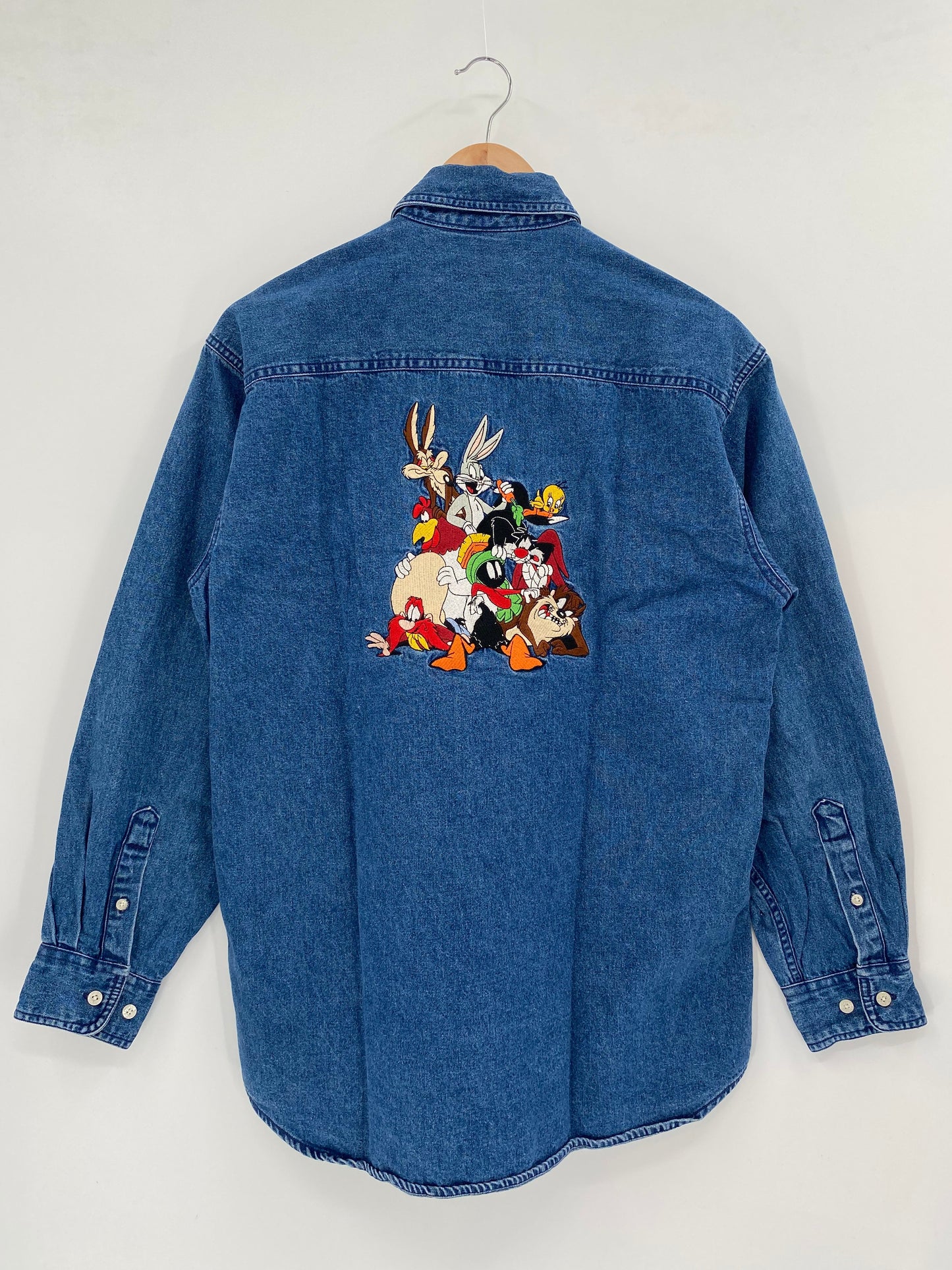1998 LOONEY TUNES Size S Vintage Long Sleeve Denim Shirt / A4184