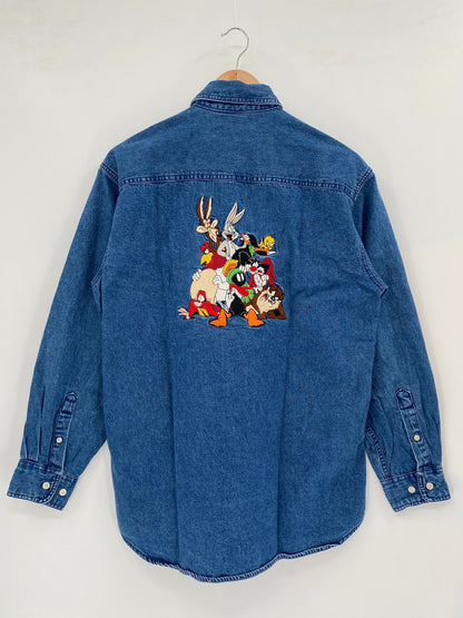 1998 LOONEY TUNES Size S Vintage Long Sleeve Denim Shirt / A4184