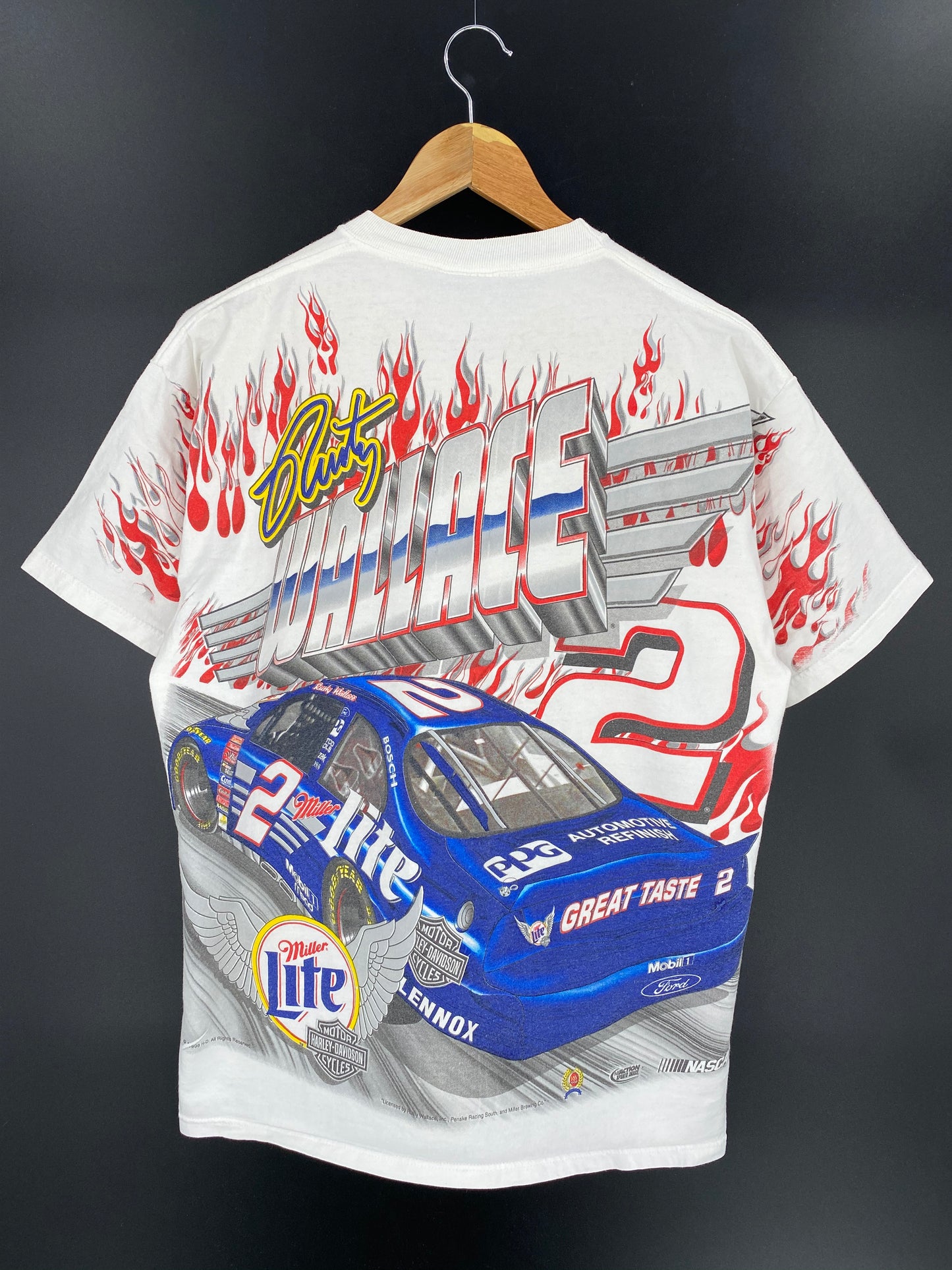 1999 HARLEY DAVIDSON x Miller Light Made in USA Size M Vintage Racing T-Shirt / 8225