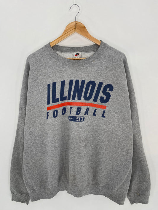 90’s NIKE ILLINOIS Made in USA Size XXL Vintage Sweat-shirt / 6568