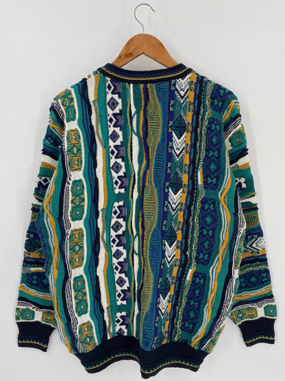 Vintage 3D Coogi-Style Size L Knit Sweater / 9774