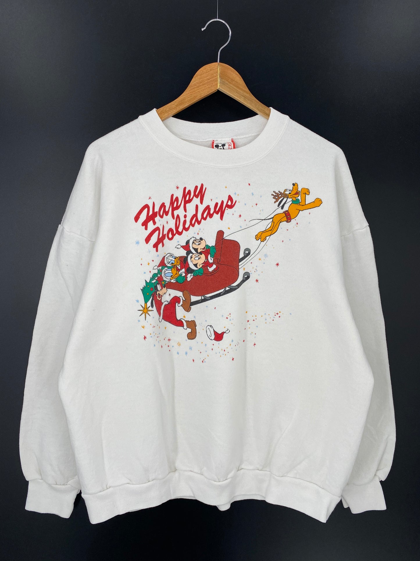 90’s DISNEY CHRISTMAS Made in USA Size One Size Approx. XL Vintage Sweat-shirt / 8255