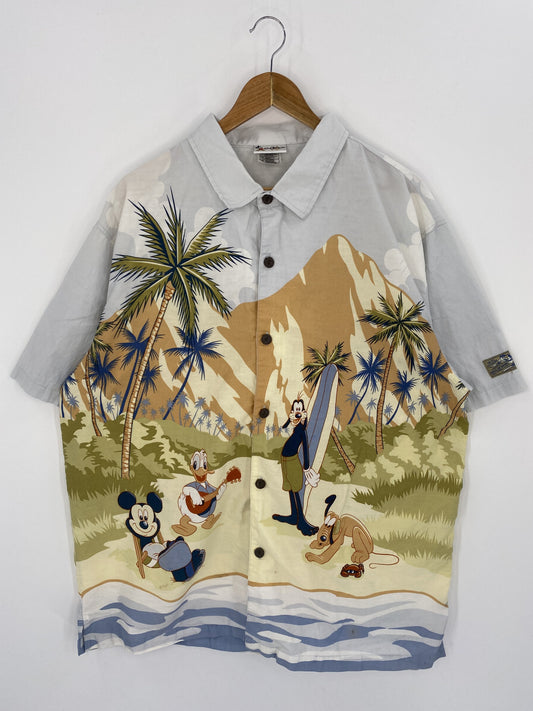 00' Disney Aloha Size XL Vintage Button Down Short Sleeve Shirt / K6104