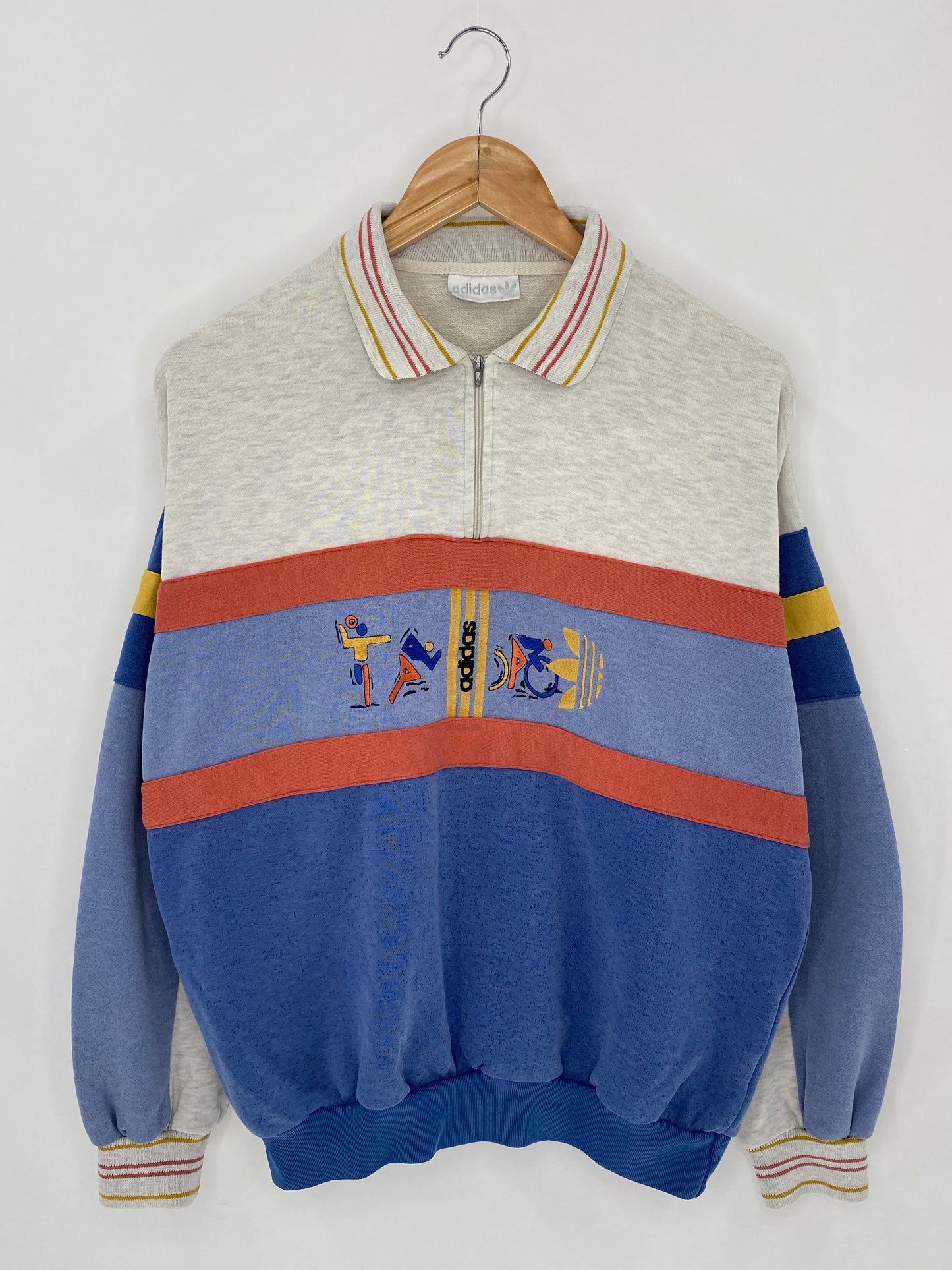 80's ADIDAS  Size M Vintage Half-Zip Sweat-shirt   / 5911