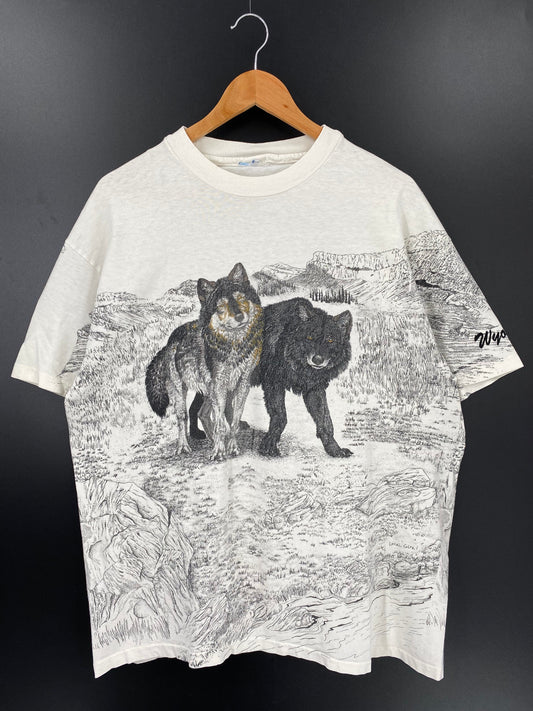 90’s LOCAL COLOR x WOLF Size No Tag(Approx.XL) Vintage T-Shirt / A3794