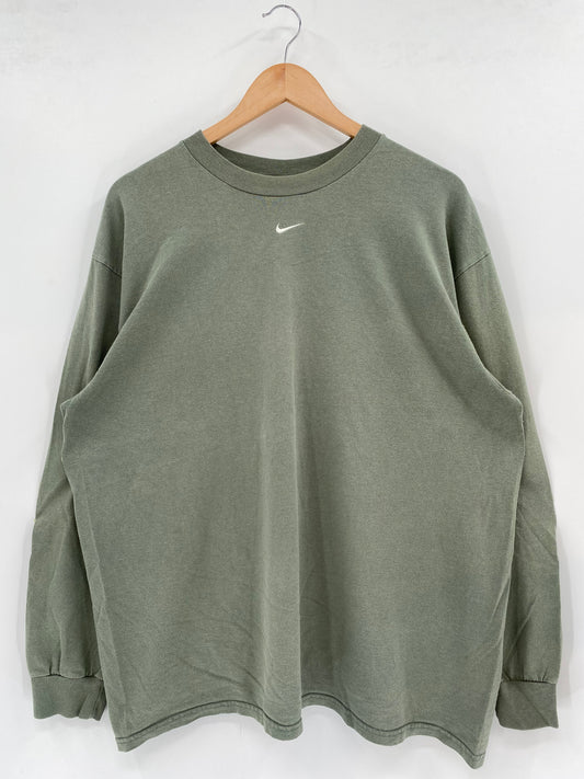 90’s NIKE CENTER SWOOSH Size No tag (Approx.XL-XXL) Long-Sleeve T-shirt / K2275