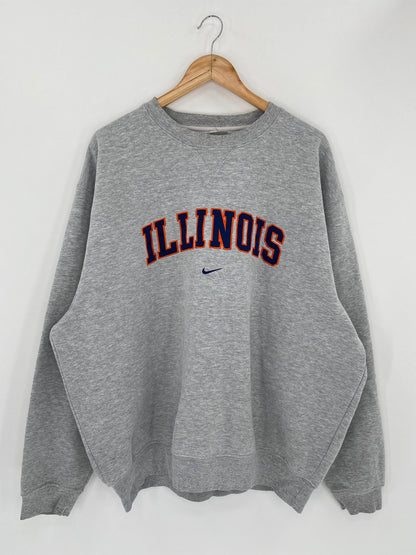 90’s NIKE ILLINOIS Size XL Vintage Hoodie Sweat-Shirt / 5398