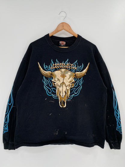 1998 Harley Davidson Vintage Made in USA Size XL Long Sleeve T-Shirt / K549