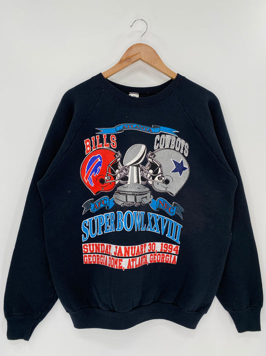 1994' SUPER BOWL XXVVIII BILLS x COWBOYS Made in USA Size XL Vintage NFL Sweat shirt / K563
