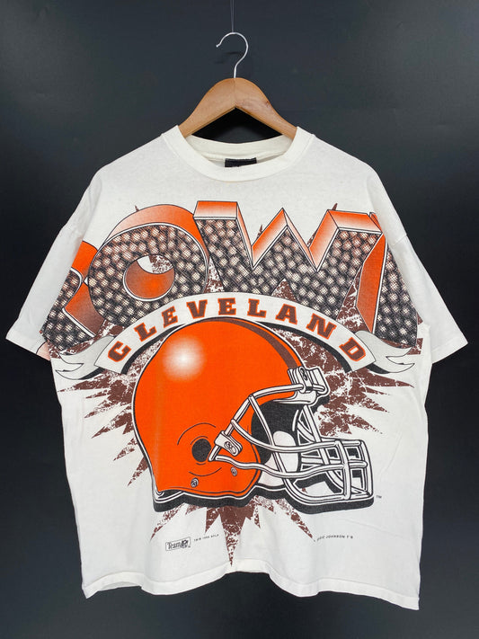 1995 CLEVELAND BROWNS Made in USA Size XL Vintage NFL T-shirt / A1668
