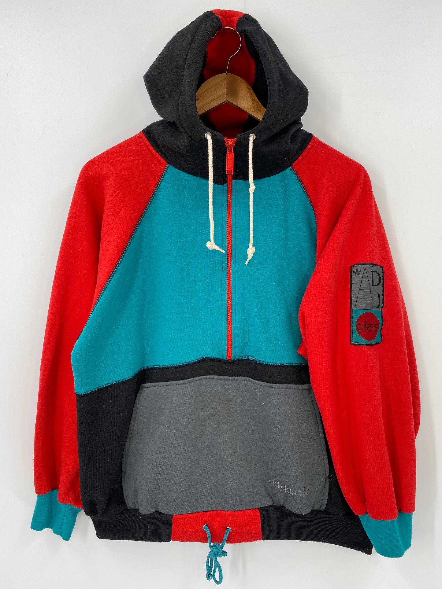 90’s ADIDAS Size No Tag(Approx.M) Vintage Half Zip Hoodie Sweat-shirt  / A5827