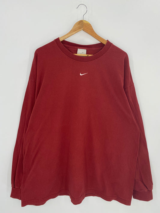 90’s NIKE CENTER SWOOSH Made in USA Size XXL Vintage Long Sleeve T-shirt / E852