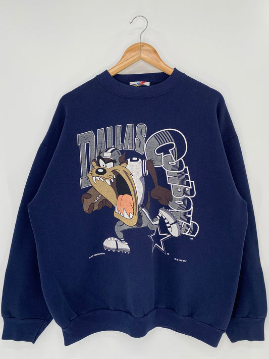 1993 DALLAS COWBOYS x LOONEY TUNES TAZ Size No Tag (Approx.XL) Vintage NFL Sweat-Shirts / A338