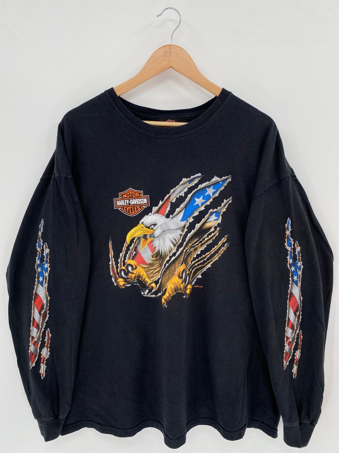 2004' HARLEY DAVIDSON Made in USA Size XXL Vintage Long-sleeve T-Shirt / K2484