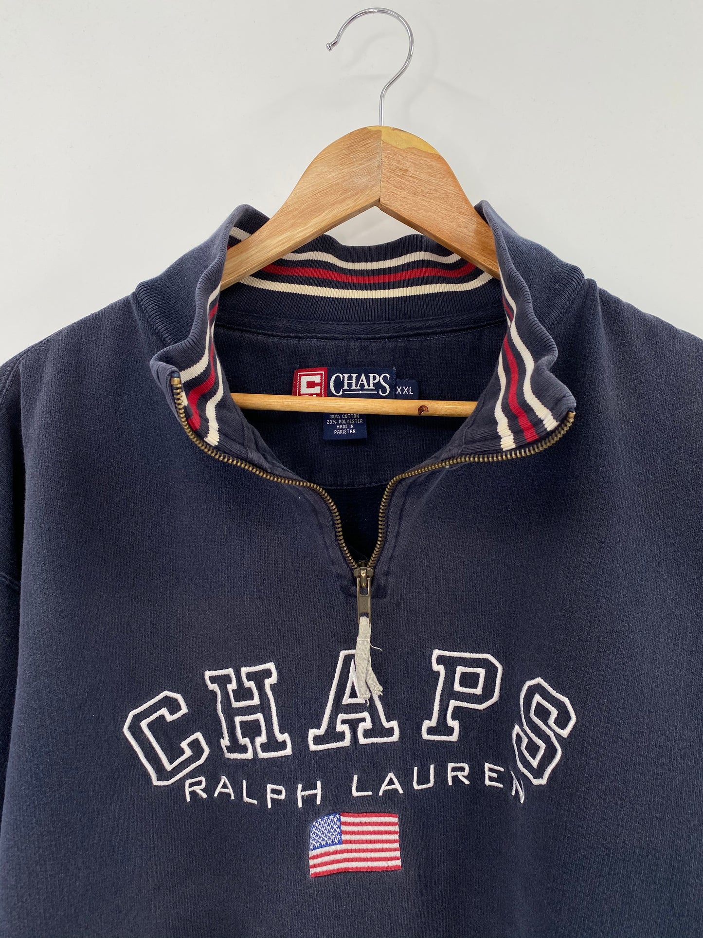 Vintage CHAPS RALPH LAUREN Size XXL Half-zip Sweat-shirt / 8272