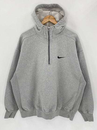 90’s NIKE Mini swoosh Half-Zip Size XL Vintage Hoodie Sweat-Shirt / 5526